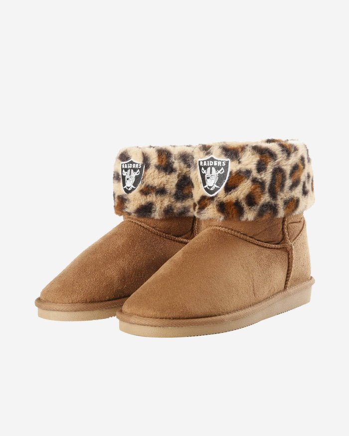 Las Vegas Raiders Womens Cheetah Fur Boot FOCO - FOCO.com