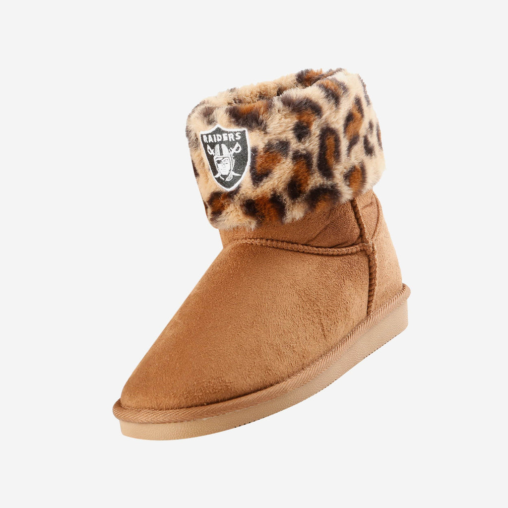 Las Vegas Raiders Womens Cheetah Fur Boot FOCO - FOCO.com