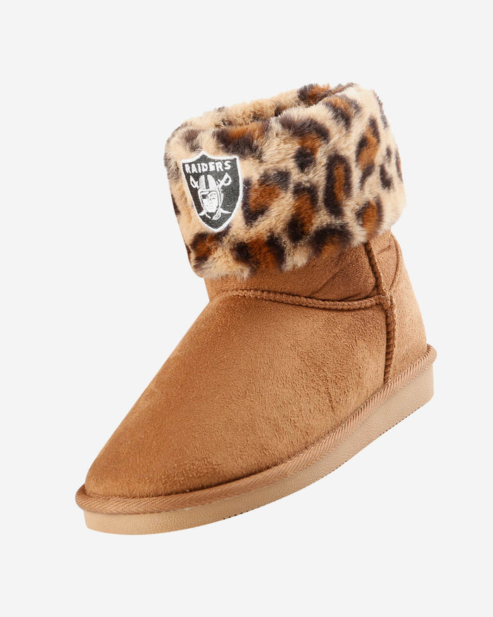 Las Vegas Raiders Womens Cheetah Fur Boot FOCO - FOCO.com