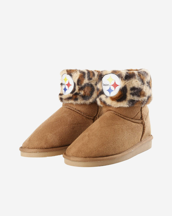 Pittsburgh Steelers Womens Cheetah Fur Boot FOCO - FOCO.com