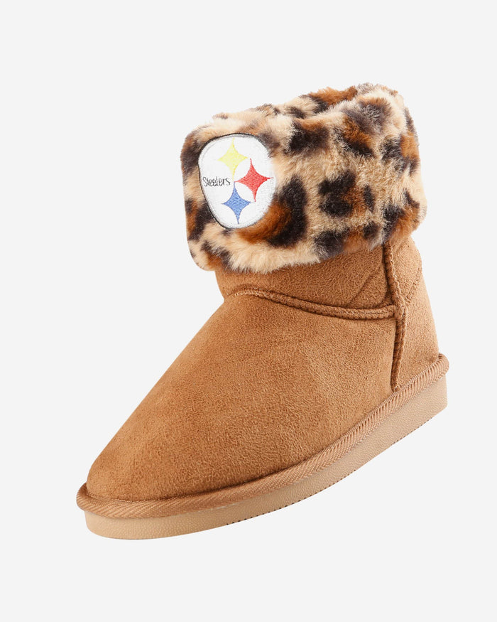 Pittsburgh Steelers Womens Cheetah Fur Boot FOCO - FOCO.com