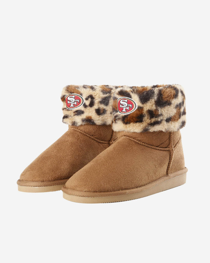 San Francisco 49ers Womens Cheetah Fur Boot FOCO - FOCO.com