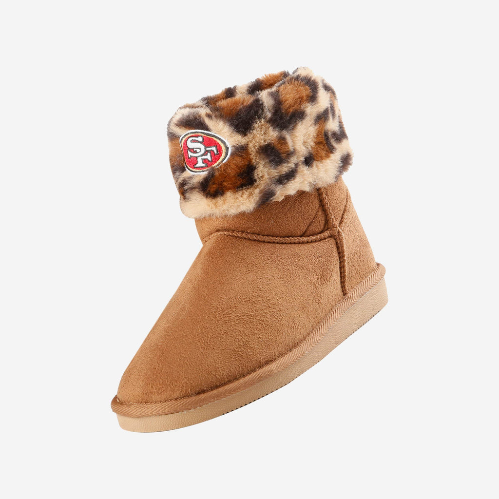 San Francisco 49ers Womens Cheetah Fur Boot FOCO - FOCO.com