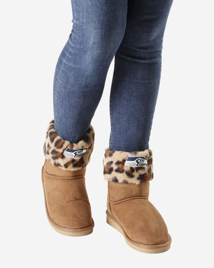 Seattle Seahawks Womens Cheetah Fur Boot FOCO - FOCO.com