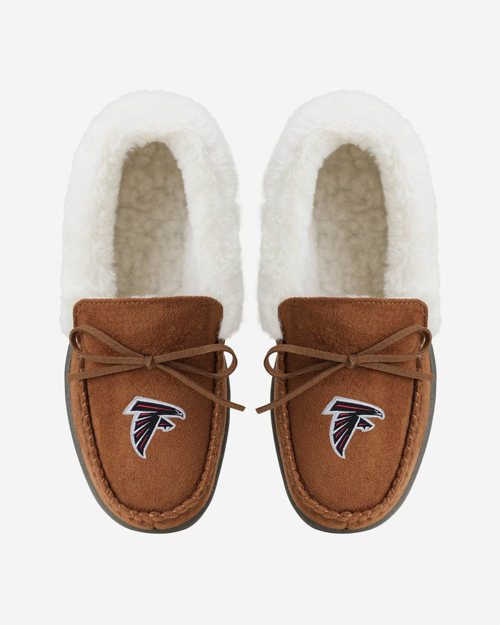 Atlanta Falcons Womens Tan Moccasin Slipper FOCO - FOCO.com