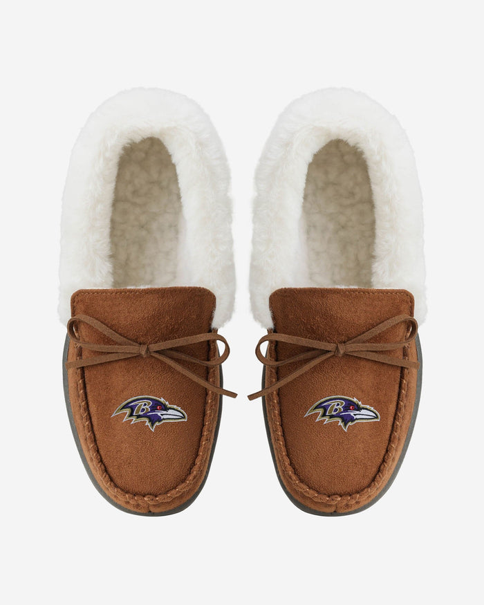 Baltimore Ravens Womens Tan Moccasin Slipper FOCO - FOCO.com