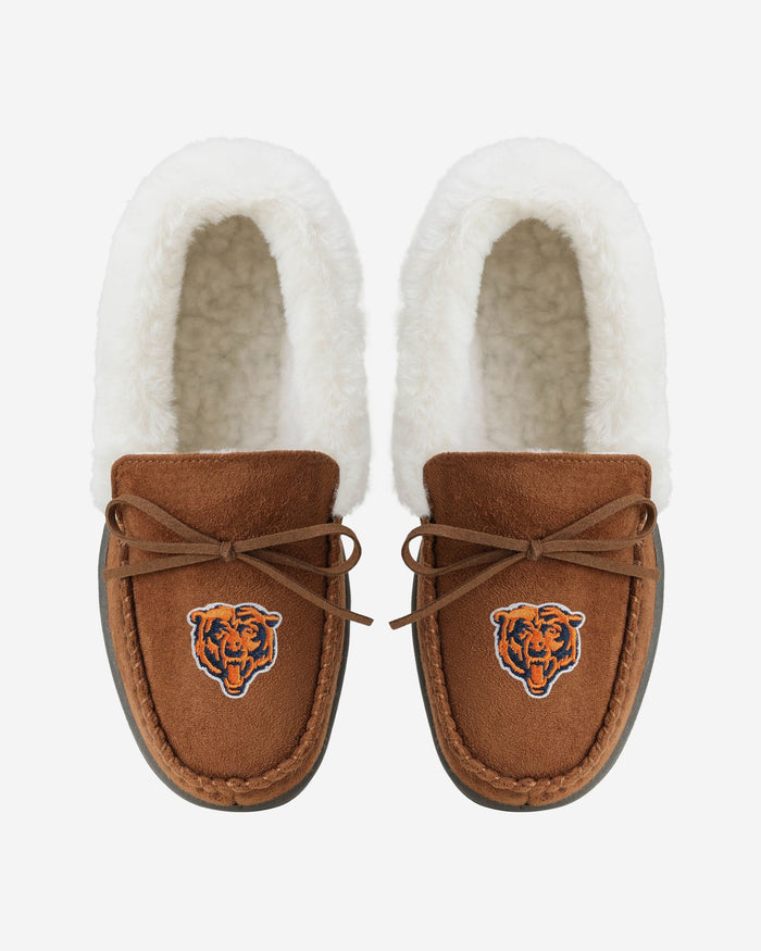 Chicago Bears Womens Tan Moccasin Slipper FOCO - FOCO.com