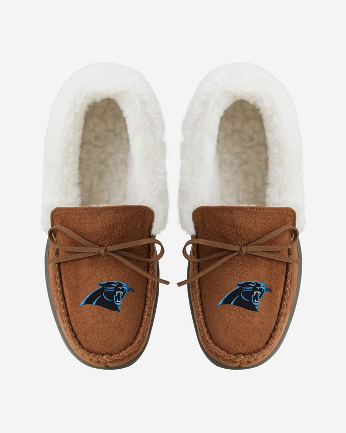 Carolina Panthers Womens Tan Moccasin Slipper FOCO - FOCO.com