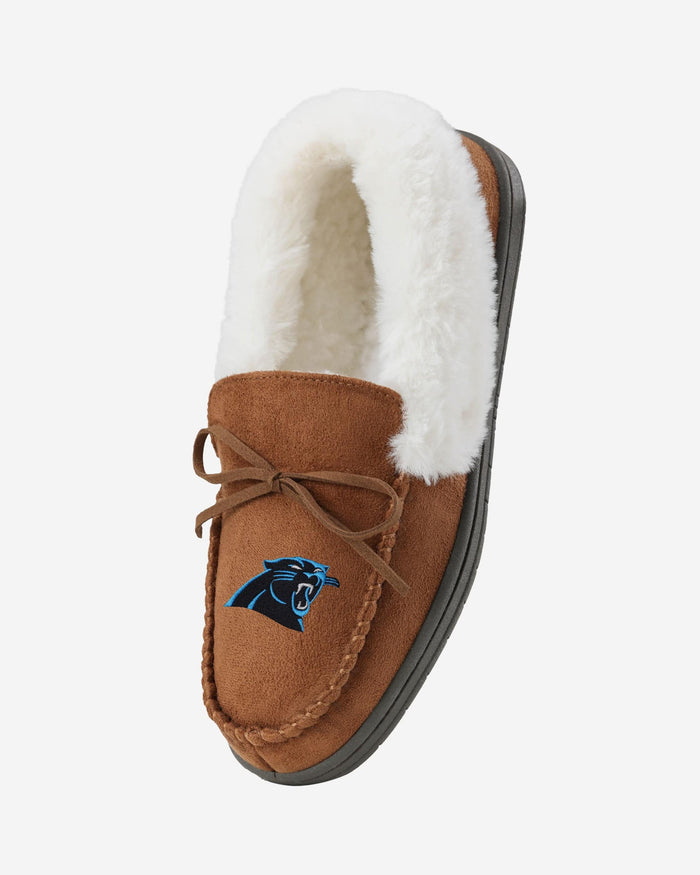Carolina Panthers Womens Tan Moccasin Slipper FOCO - FOCO.com