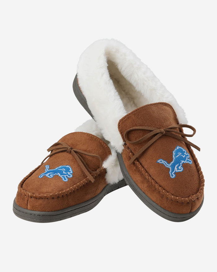 Detroit Lions Womens Tan Moccasin Slipper FOCO - FOCO.com