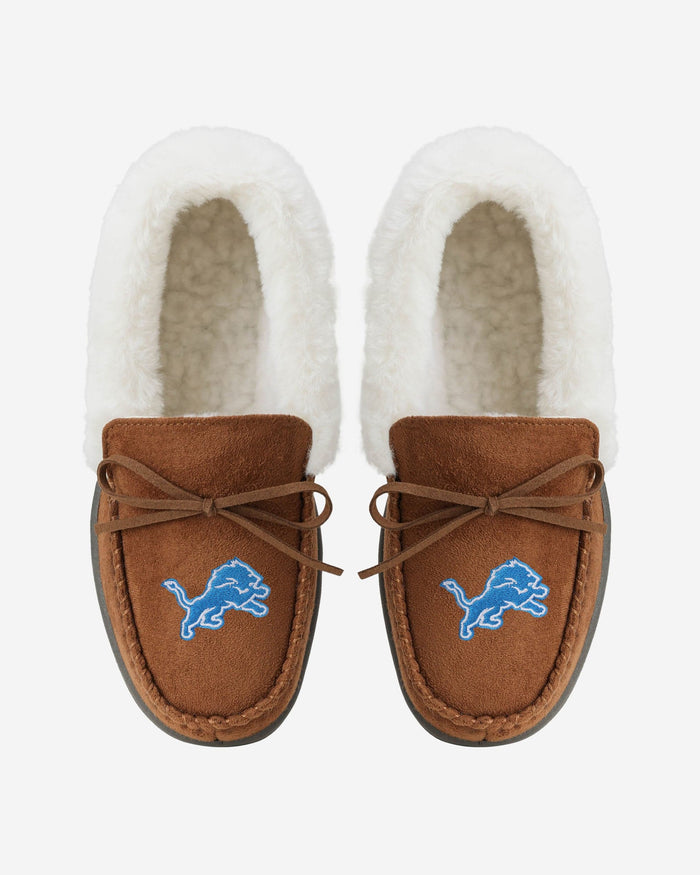 Detroit Lions Womens Tan Moccasin Slipper FOCO - FOCO.com