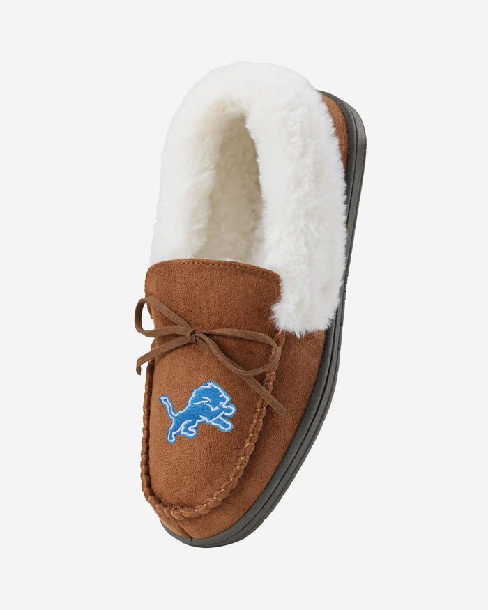 Detroit Lions Womens Tan Moccasin Slipper FOCO - FOCO.com