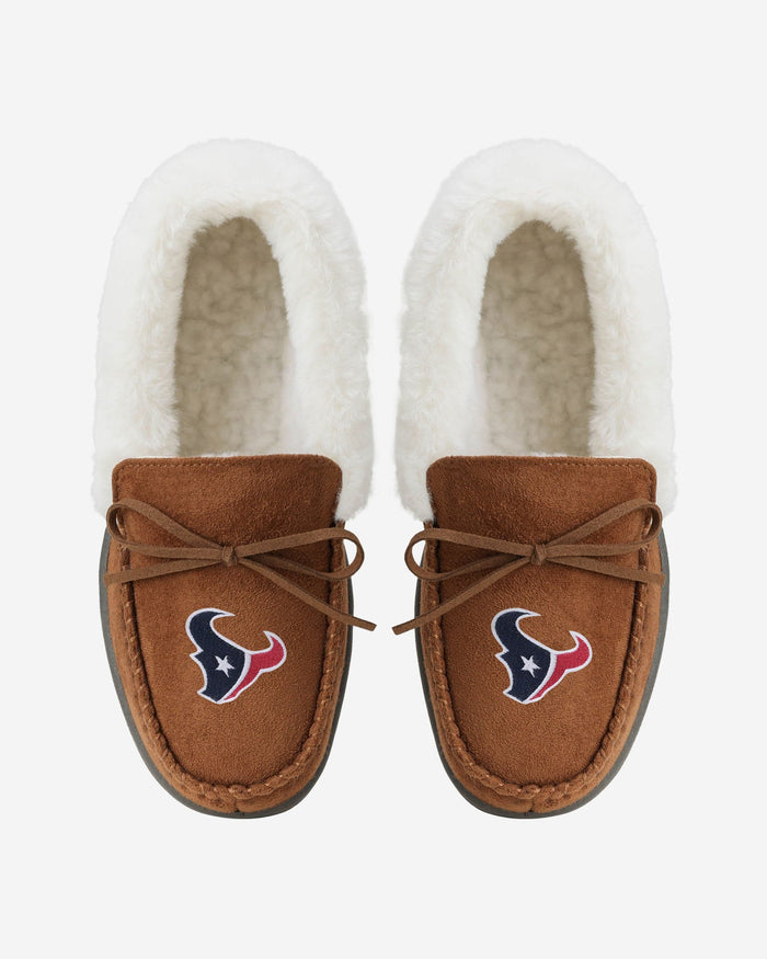 Houston Texans Womens Tan Moccasin Slipper FOCO - FOCO.com