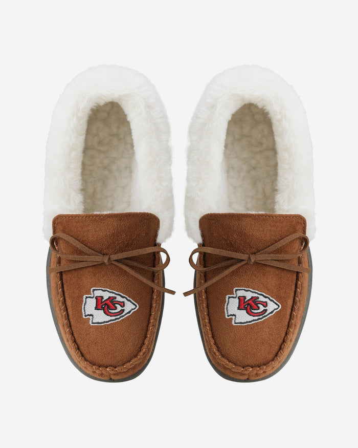 Kansas City Chiefs Womens Tan Moccasin Slipper FOCO - FOCO.com