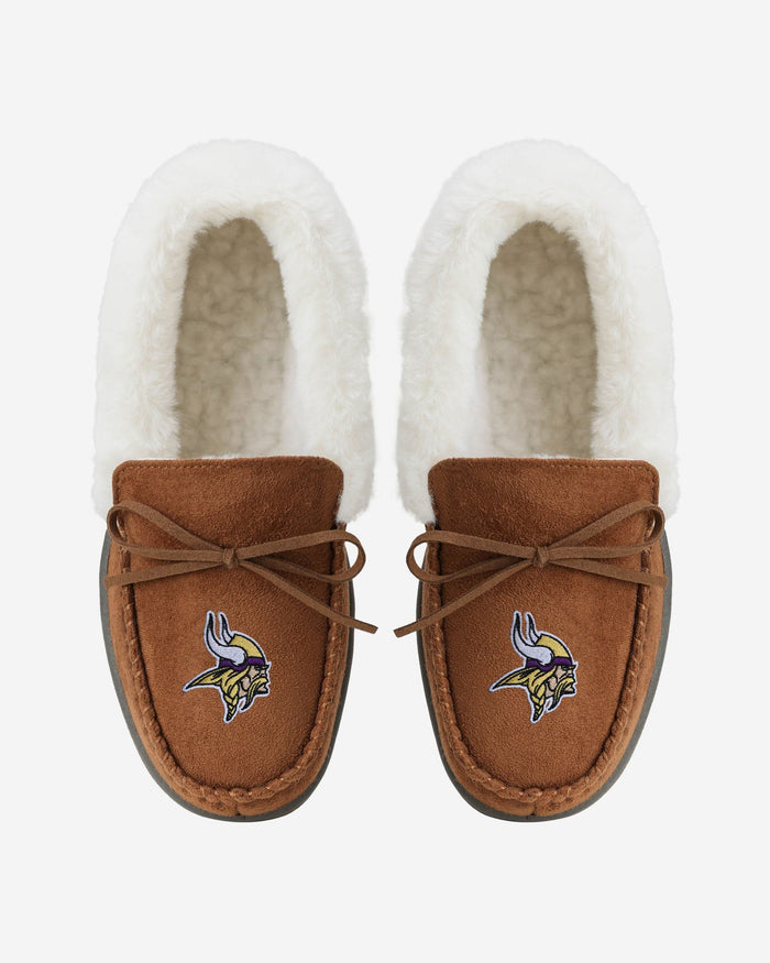 Minnesota Vikings Womens Tan Moccasin Slipper FOCO - FOCO.com