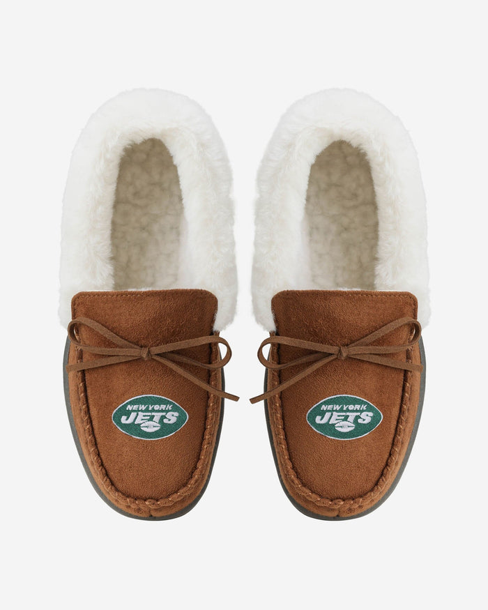 New York Jets Womens Tan Moccasin Slipper FOCO - FOCO.com