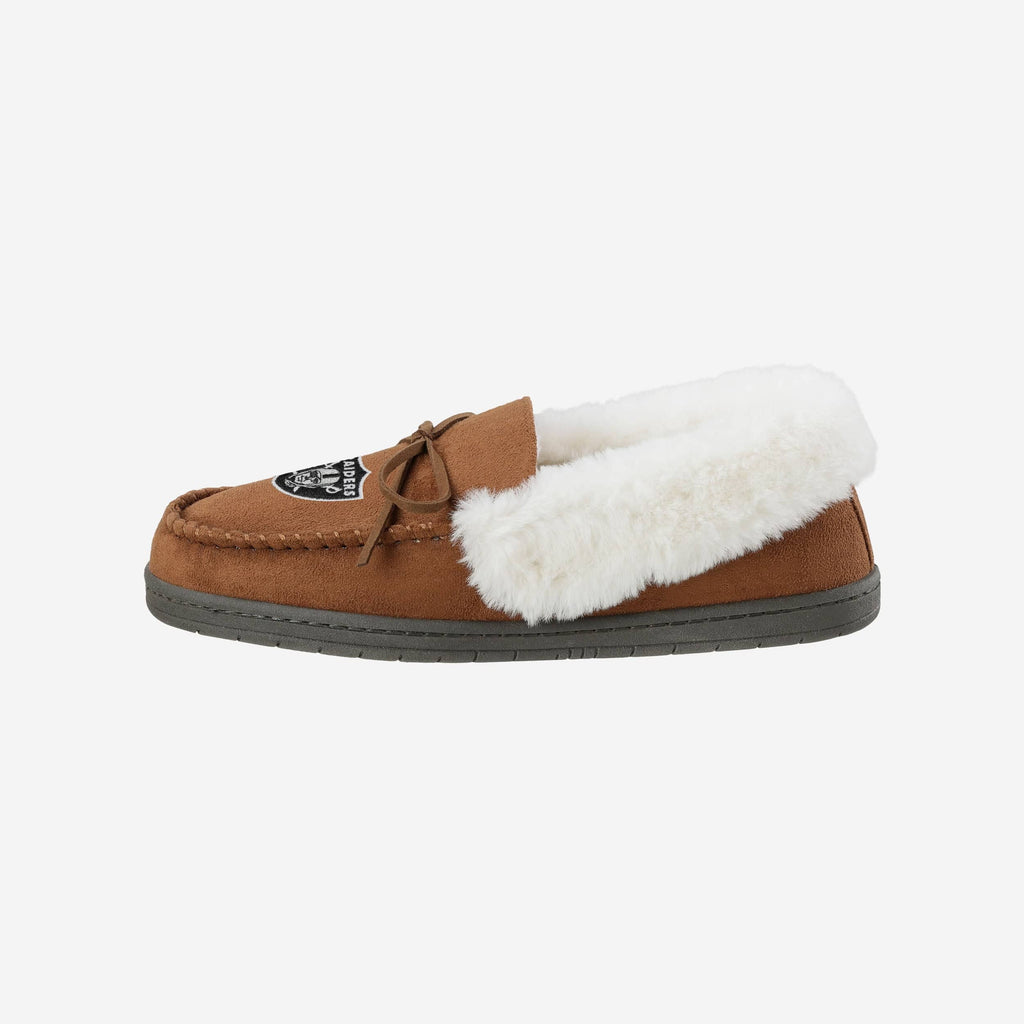 Las Vegas Raiders Womens Tan Moccasin Slipper FOCO S - FOCO.com