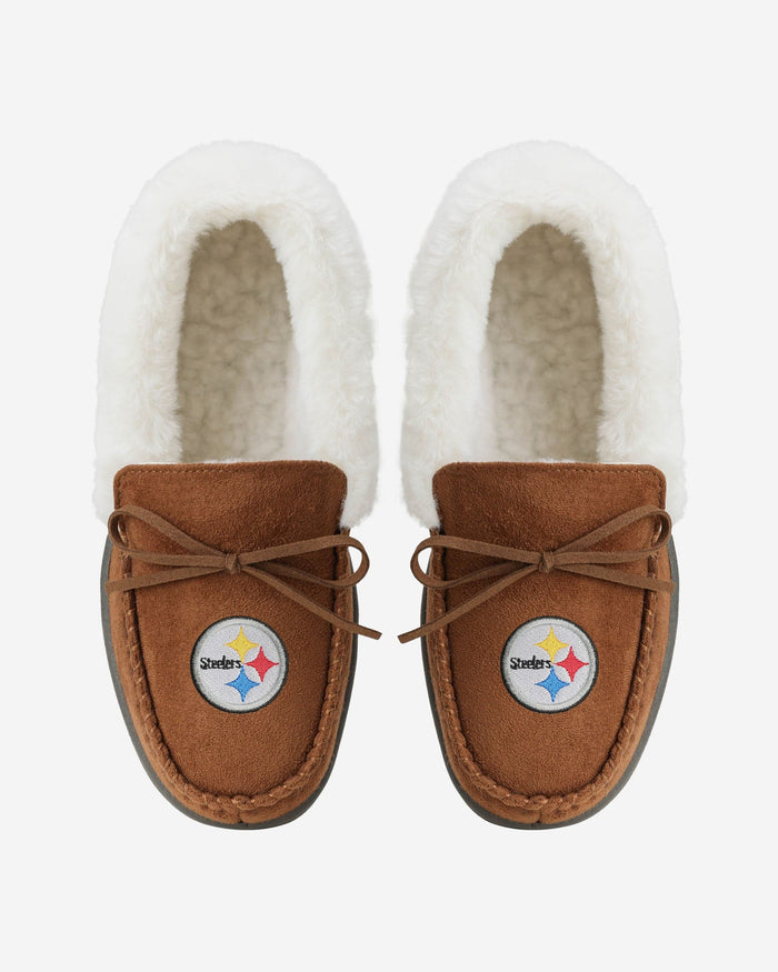 Pittsburgh Steelers Womens Tan Moccasin Slipper FOCO - FOCO.com