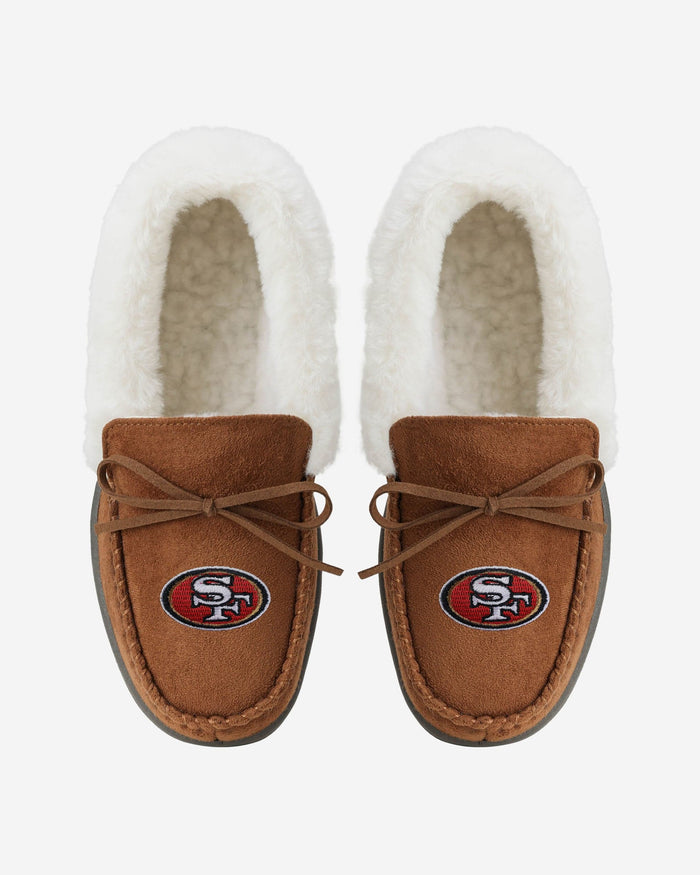 San Francisco 49ers Womens Tan Moccasin Slipper FOCO - FOCO.com