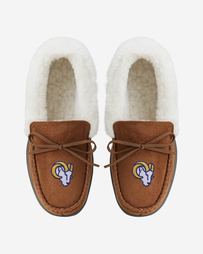 Los Angeles Rams Womens Tan Moccasin Slipper FOCO - FOCO.com