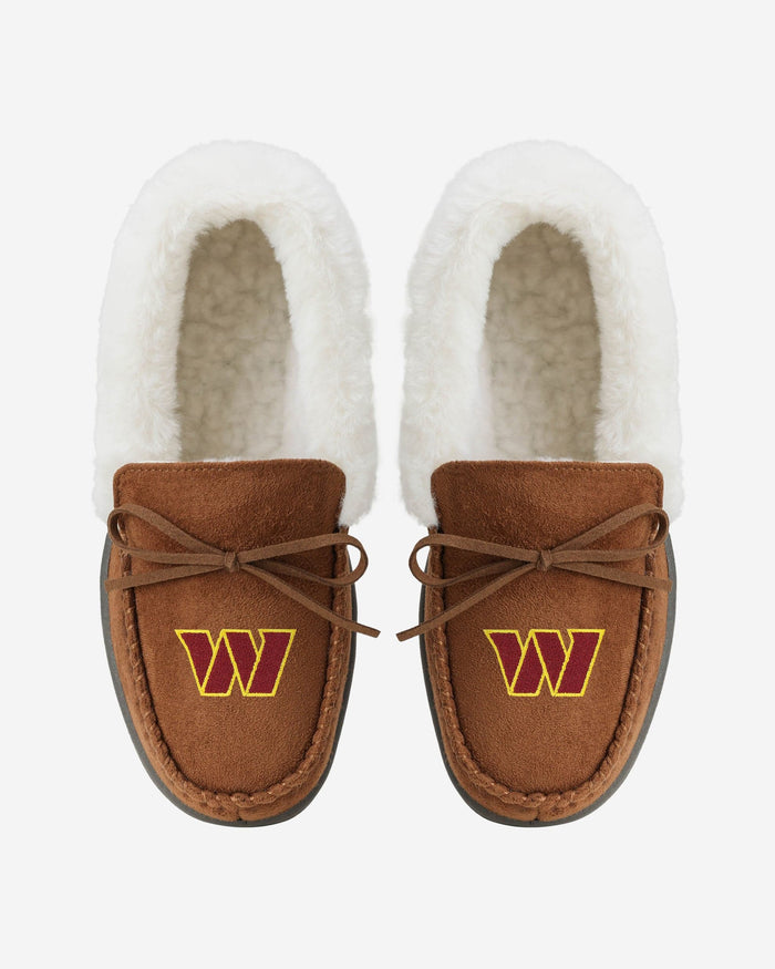 Washington Commanders Womens Tan Moccasin Slipper FOCO - FOCO.com