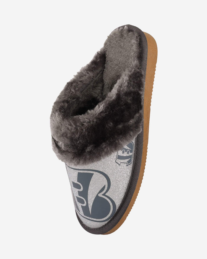 Cincinnati Bengals Womens Glitter Open Back Fur Moccasin Slipper FOCO - FOCO.com