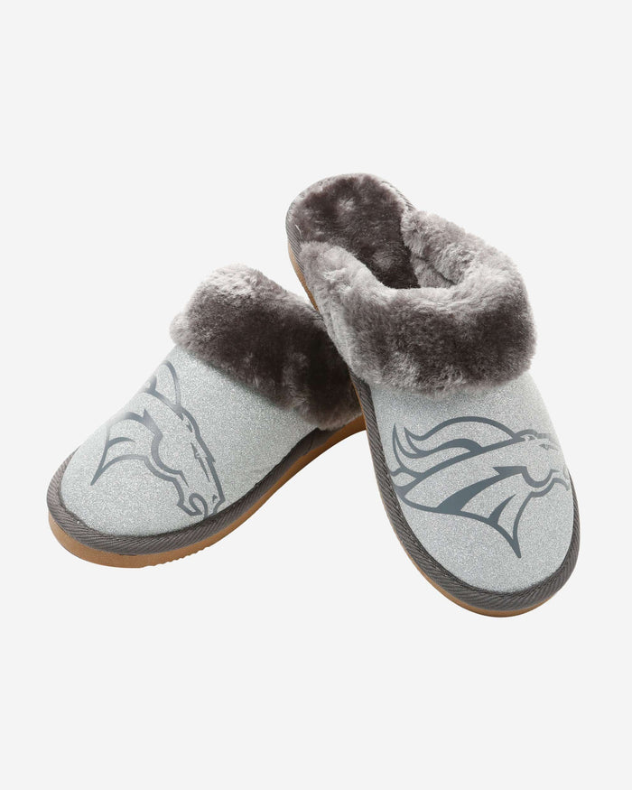 Denver Broncos Womens Glitter Open Back Fur Moccasin Slipper FOCO - FOCO.com