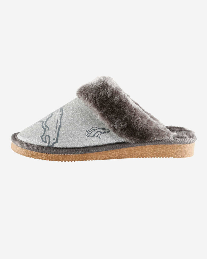 Denver Broncos Womens Glitter Open Back Fur Moccasin Slipper FOCO S - FOCO.com