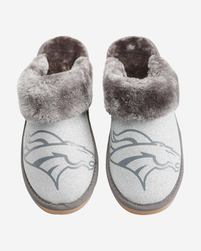 Denver Broncos Womens Glitter Open Back Fur Moccasin Slipper FOCO - FOCO.com