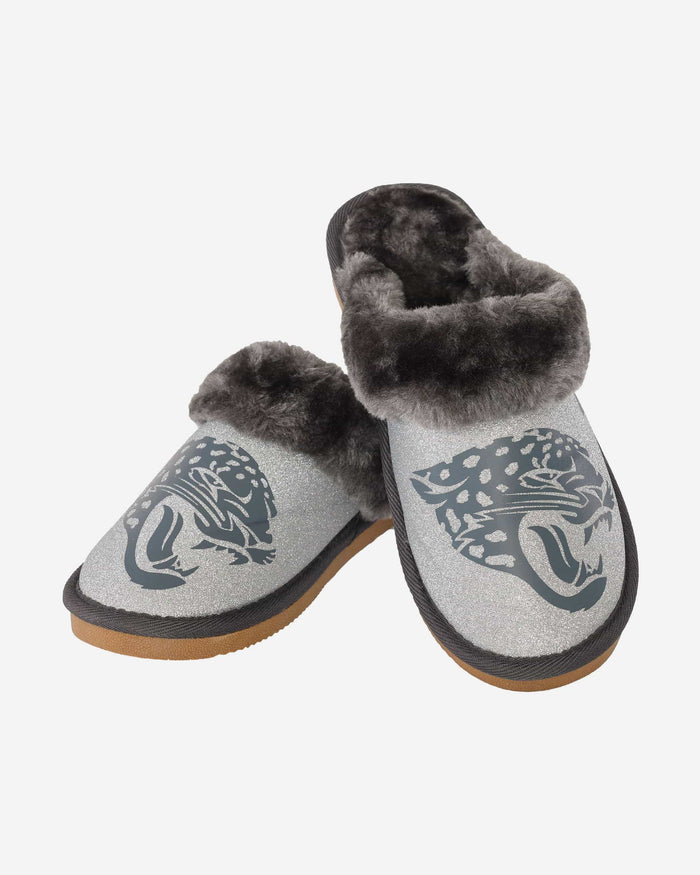 Jacksonville Jaguars Womens Glitter Open Back Fur Moccasin Slipper FOCO - FOCO.com