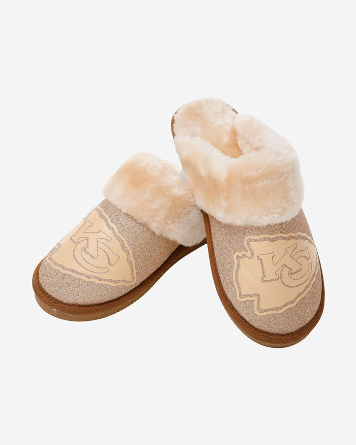 Kansas City Chiefs Womens Glitter Open Back Fur Moccasin Slipper FOCO - FOCO.com