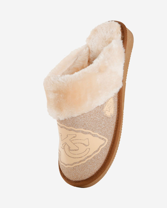 Kansas City Chiefs Womens Glitter Open Back Fur Moccasin Slipper FOCO - FOCO.com