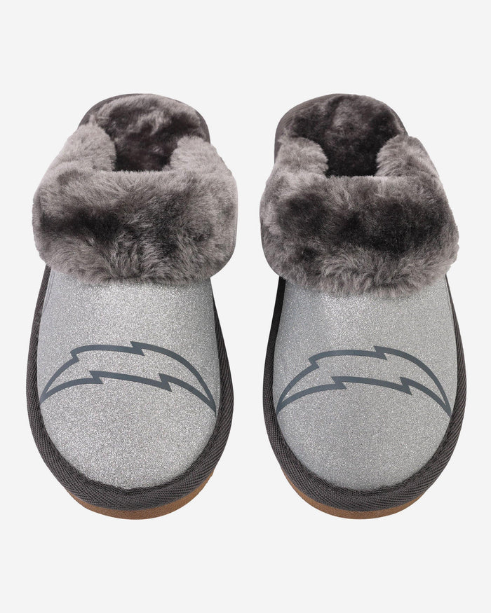 Los Angeles Chargers Womens Glitter Open Back Fur Moccasin Slipper FOCO - FOCO.com