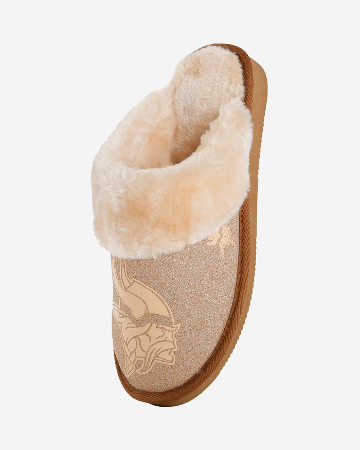 Minnesota Vikings Womens Glitter Open Back Fur Moccasin Slipper FOCO - FOCO.com