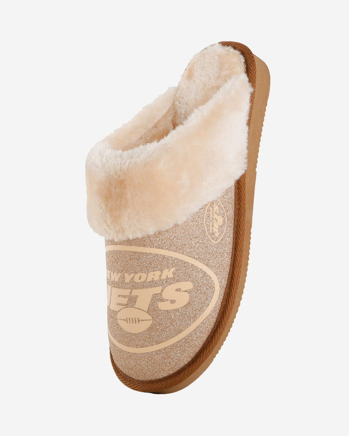 New York Jets Womens Glitter Open Back Fur Moccasin Slipper FOCO - FOCO.com