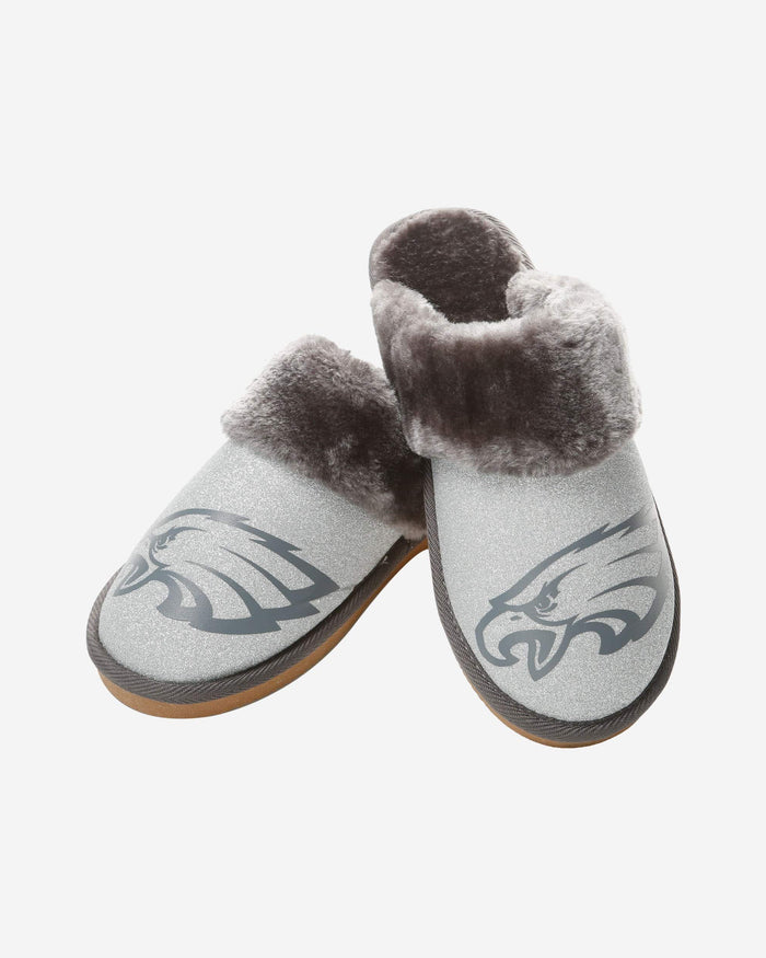 Philadelphia Eagles Womens Glitter Open Back Fur Moccasin Slipper FOCO - FOCO.com