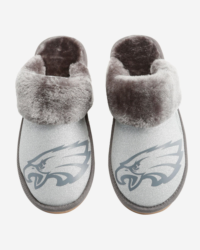 Philadelphia Eagles Womens Glitter Open Back Fur Moccasin Slipper FOCO - FOCO.com