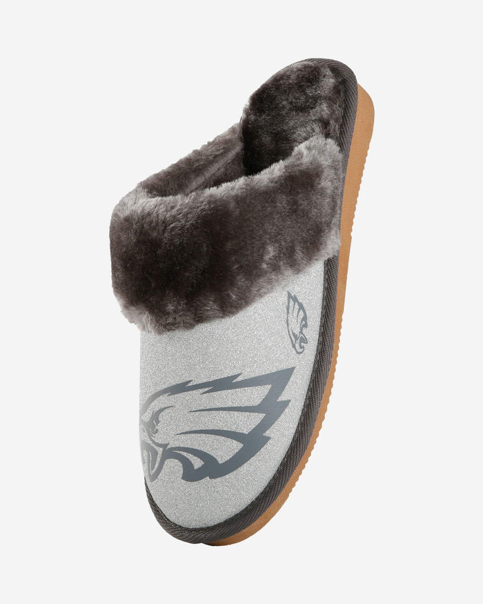 Philadelphia Eagles Womens Glitter Open Back Fur Moccasin Slipper FOCO - FOCO.com