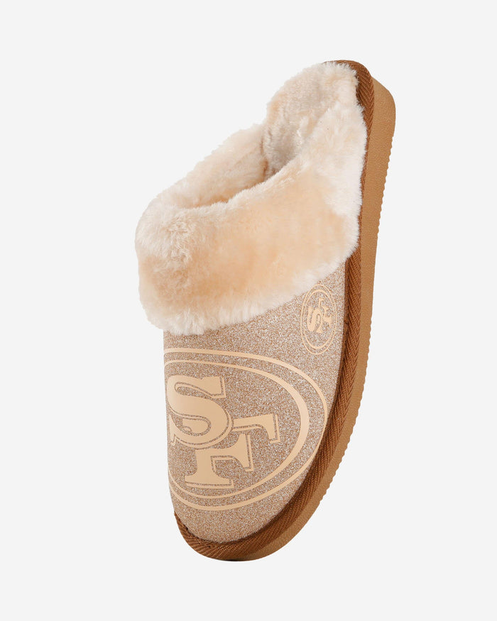 San Francisco 49ers Womens Glitter Open Back Fur Moccasin Slipper FOCO - FOCO.com