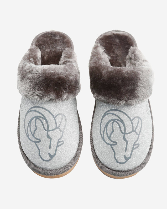 Los Angeles Rams Womens Glitter Open Back Fur Moccasin Slipper FOCO - FOCO.com