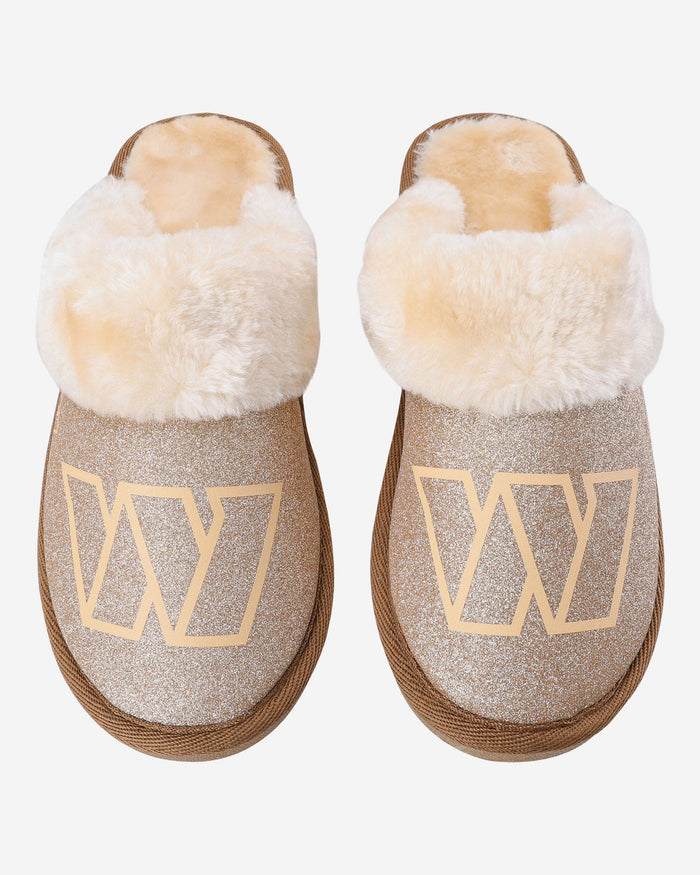 Washington Commanders Womens Glitter Open Back Fur Moccasin Slipper FOCO - FOCO.com