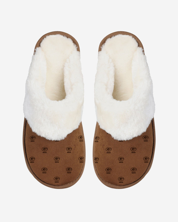 Green Bay Packers Womens Repeat Logo Moccasin Slipper FOCO - FOCO.com