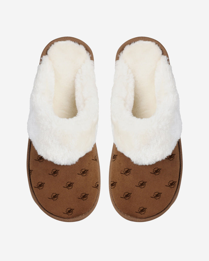 Miami Dolphins Womens Repeat Logo Moccasin Slipper FOCO - FOCO.com