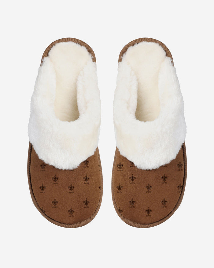 New Orleans Saints Womens Repeat Logo Moccasin Slipper FOCO - FOCO.com