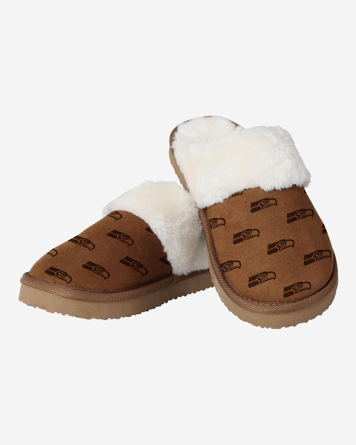 Seattle Seahawks Womens Repeat Logo Moccasin Slipper FOCO - FOCO.com