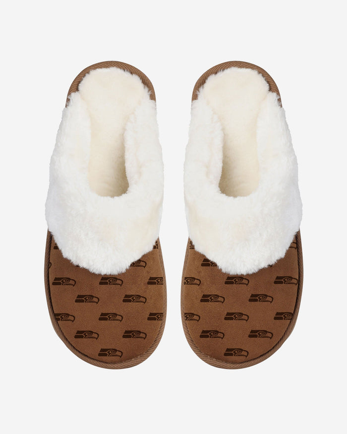 Seattle Seahawks Womens Repeat Logo Moccasin Slipper FOCO - FOCO.com