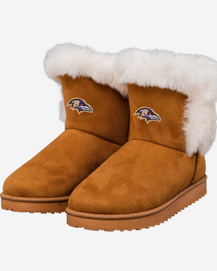 Baltimore Ravens Womens White Fur Boot FOCO - FOCO.com