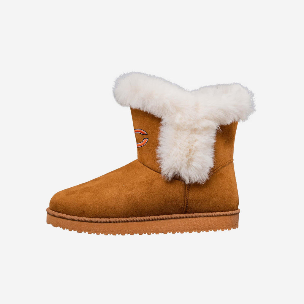 Chicago Bears Womens White Fur Boot FOCO 6 - FOCO.com