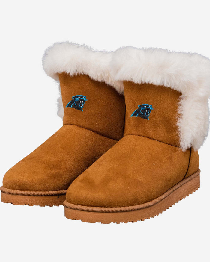 Carolina Panthers Womens White Fur Boot FOCO - FOCO.com