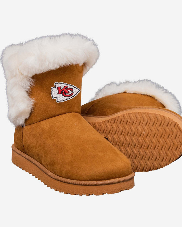 Kansas City Chiefs Womens White Fur Boot FOCO - FOCO.com